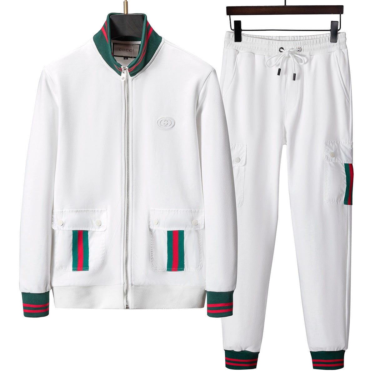 Cotton jersey hooded jacket with Web GUCCI